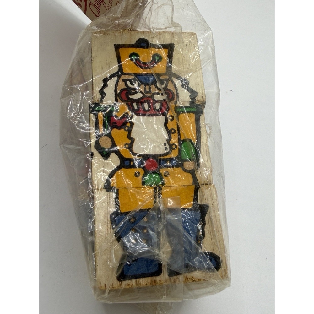Vintage Hand Painted  Santa Wood Block Puzzle‎ Twist Decoration Christmas